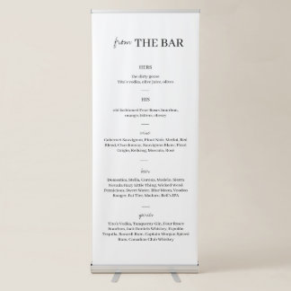 Modern Minimalist Wedding Bar Menu Retractable Ban Banner