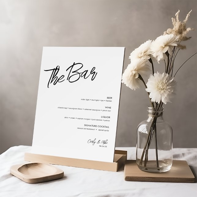 Modern Minimalist Wedding Bar Menu Sign (Creator Uploaded)
