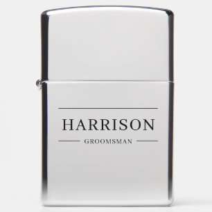 Modern Minimalist Wedding Best Man Groomsmen Gift Zippo Lighter