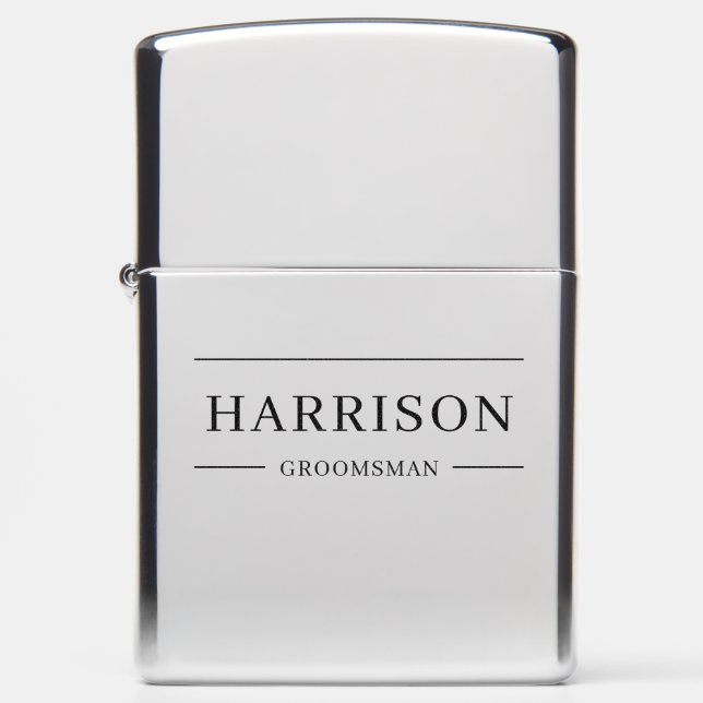 Modern Minimalist Wedding Best Man Groomsmen Gift Zippo Lighter (Front)