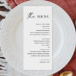 Modern Minimalist Wedding | Black and White Clean Menu<br><div class="desc">Set a sleek tone for your reception with this minimalist black and white wedding menu. Featuring a clean, modern layout and elegant type, this design suits classic, monochrome, or black-tie weddings. Customize with your meal selections and pair it with coordinating table decor for a polished look. Perfect for formal, modern,...</div>