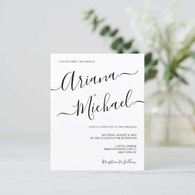 Modern Minimalist Wedding Black White Simple (Standing Front)