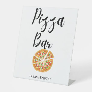 Modern Minimalist Wedding bridal shower pizza bar Pedestal Sign