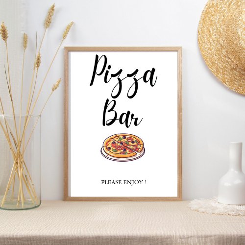 Modern Minimalist Wedding bridal shower pizza bar  Poster