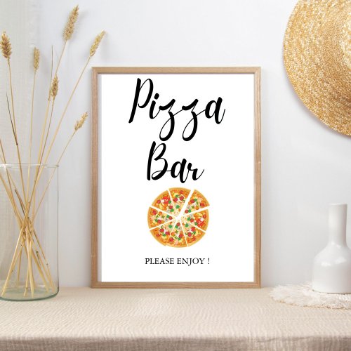 Modern Minimalist Wedding bridal shower pizza bar  Poster