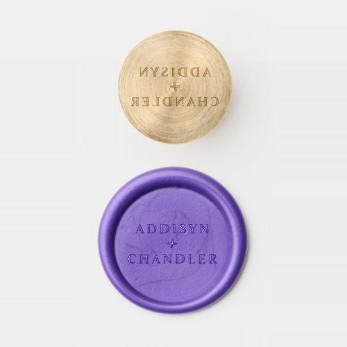 Modern Minimalist Wedding Bride and Grooms Names  Wax Seal Stamp