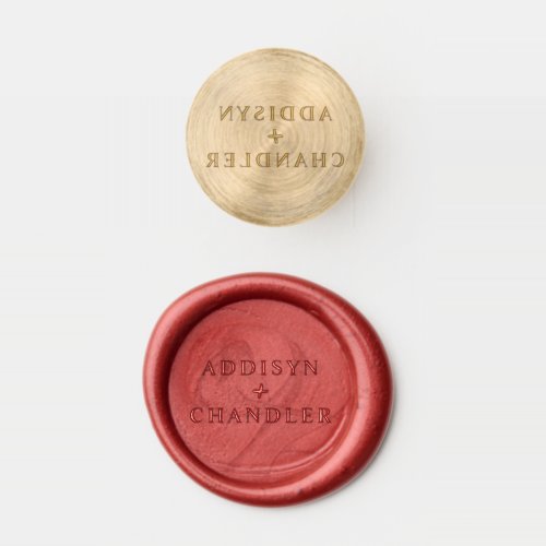 Modern Minimalist Wedding Bride and Grooms Names  Wax Seal Stamp