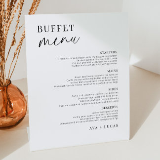 Modern Minimalist Wedding Buffet Menu Pedestal Sign