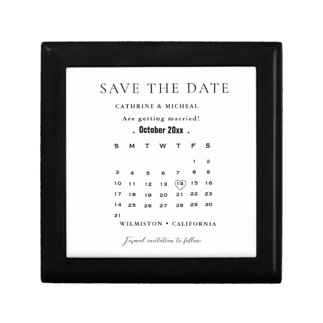 Modern Minimalist Wedding Calendar save the date Gift Box (Front)