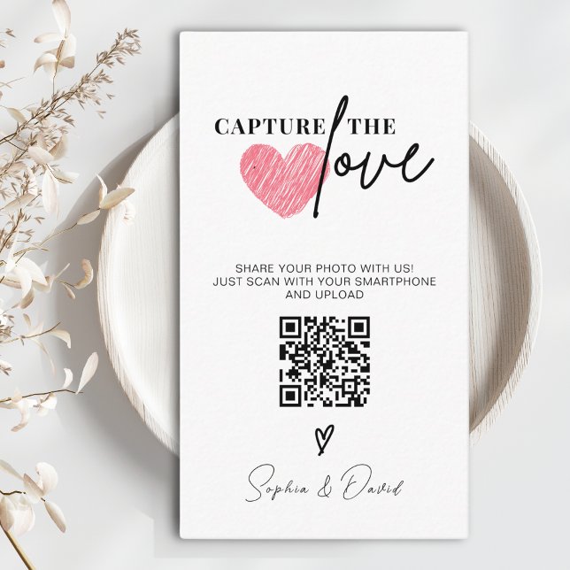 Modern Minimalist Wedding Capture The Love QR Code Enclosure Card (Creator Uploaded)