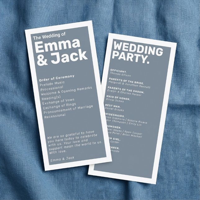 Modern Minimalist Wedding Ceremony Program (Creator Uploaded)