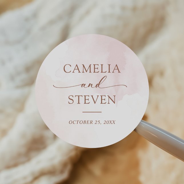 Modern Minimalist Wedding  Classic Round Sticker (Creator Uploaded)