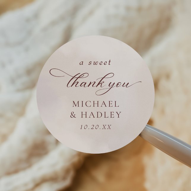 Modern Minimalist Wedding Classic Round Sticker (Creator Uploaded)