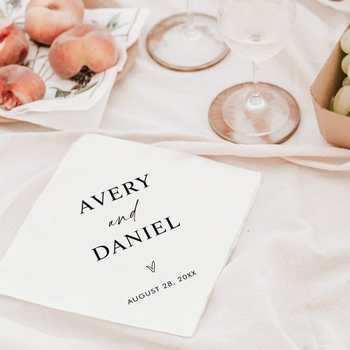 Modern Minimalist Wedding Cocktail Paper Napkin