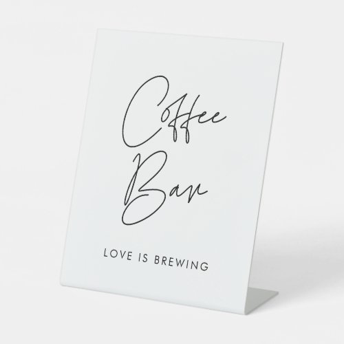 Modern Minimalist Wedding Coffee Bar Pedestal Sign