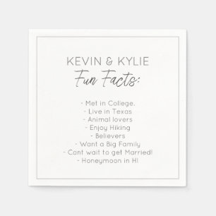 Modern Minimalist Wedding Couple Fun Facts Napkins
