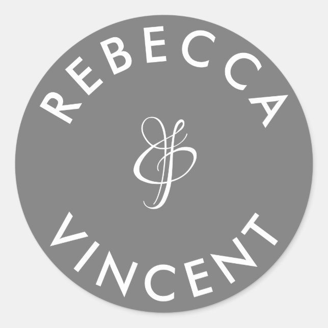 Modern Minimalist Wedding Couple Names Classic Round Sticker (Front)