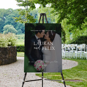 Modern Minimalist Wedding Date and Photo Welcome Foam Board