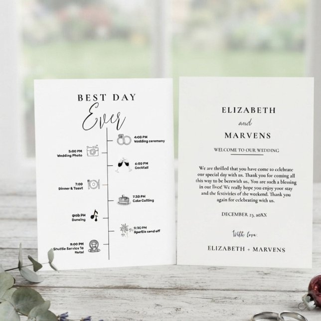Modern Minimalist wedding day  Events Timeline  Program (Creator Uploaded)
