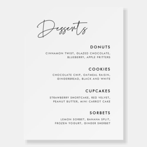 Modern Minimalist wedding Dessert Bar Foam Board