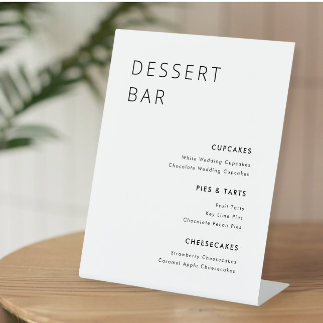 Modern Minimalist Wedding Dessert Bar Menu Pedestal Sign (Creator Uploaded)