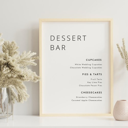 Modern Minimalist Wedding Dessert Bar Menu Sign