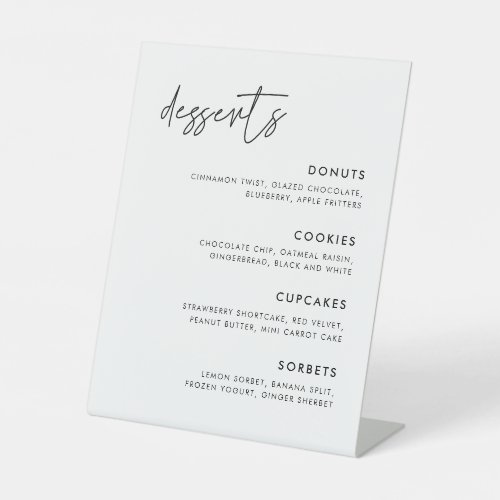 Modern Minimalist Wedding Dessert Bar Pedestal Sign