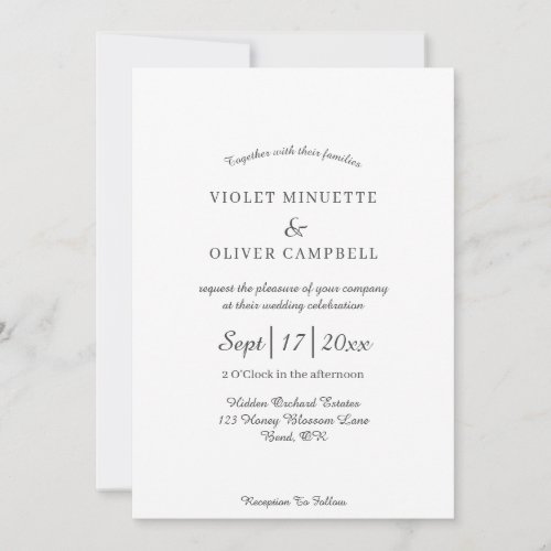 Modern Minimalist Wedding Details All In One Invitation