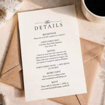 Modern Minimalist Wedding Details Enclosure Card