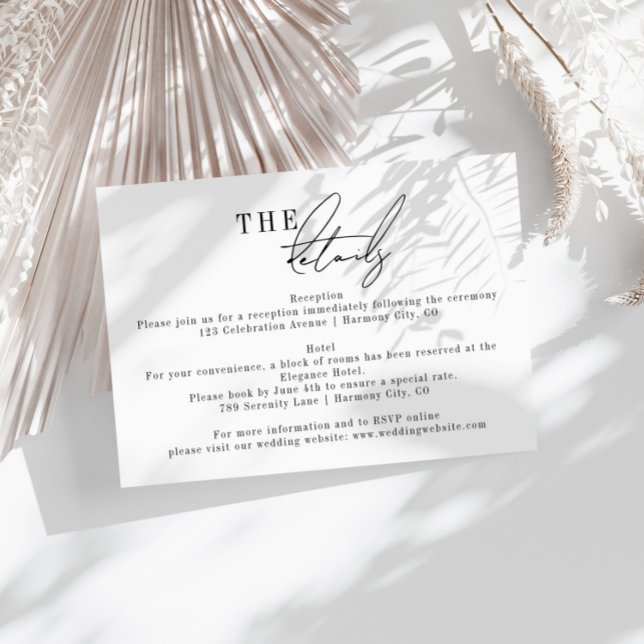 Modern Minimalist Wedding Details Enclosure Card (Creator Uploaded)