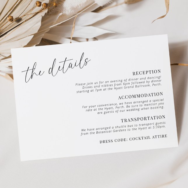 Modern Minimalist Wedding Details Horizontal Enclosure Card (Creator Uploaded)