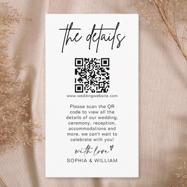 Modern Minimalist Wedding Details QR Code Enclosure Card (Creator Uploaded)