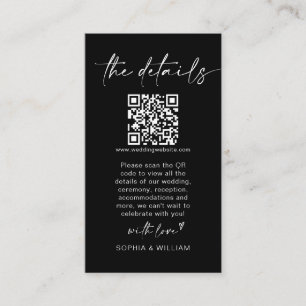 Modern Minimalist Wedding Details QR Code Enclosure Card