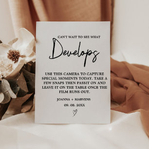 Modern minimalist wedding disposal camera sign