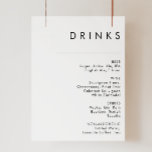 Modern Minimalist Wedding Drinks Menu Sign<br><div class="desc">This Modern Minimalist wedding drink menu sign is perfect for your classy boho wedding. Its simple, unique abstract design accompanied by a contemporary minimal script and a white and black color palette gives this product a feel of elegant formal luxury while staying simplistic, chic bohemian. Keep it as is, or...</div>