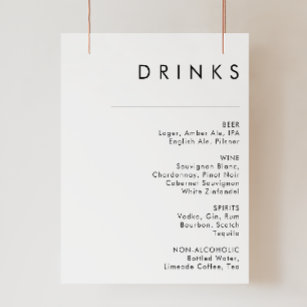 Modern Minimalist Wedding Drinks Menu Sign
