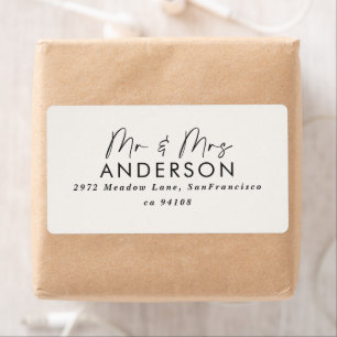 Modern Minimalist Wedding Elegant Black & White Label
