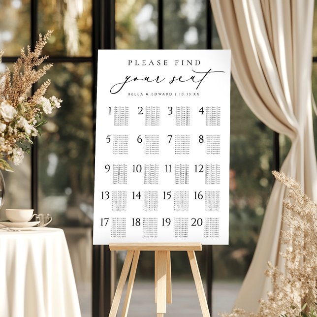 Modern Minimalist Wedding Elegant Seating Chart Foam Board (Creator Uploaded)