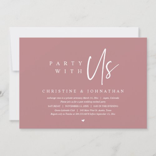 Modern Minimalist Wedding Elopement Party with us Invitation