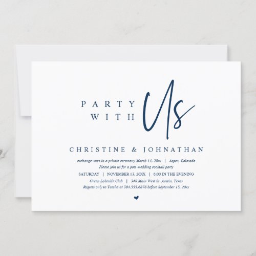 Modern Minimalist Wedding Elopement Party with us Invitation