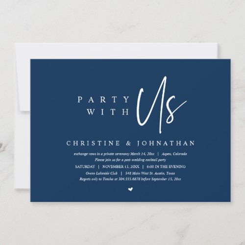 Modern Minimalist Wedding Elopement Party with us Invitation