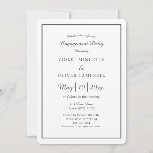 Modern Minimalist Wedding Engagement Party v2 Invitation