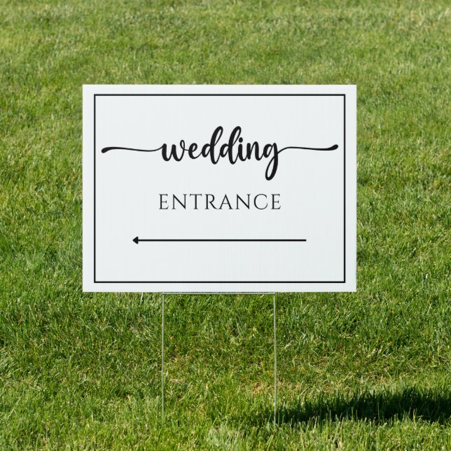 Modern, Minimalist Wedding Entrance/Parking Yard Sign (Insitu)