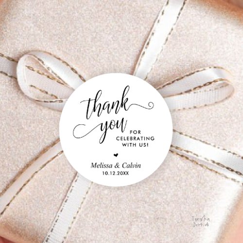 Modern Minimalist Wedding Favor Gifts Thank You Classic Round Sticker