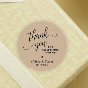 Modern Minimalist Wedding Favor Gifts Thank You Classic Round Sticker