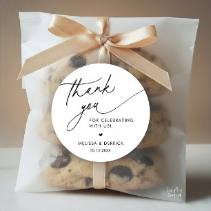 Modern Minimalist Wedding Favor Gifts Thank You Classic Round Sticker