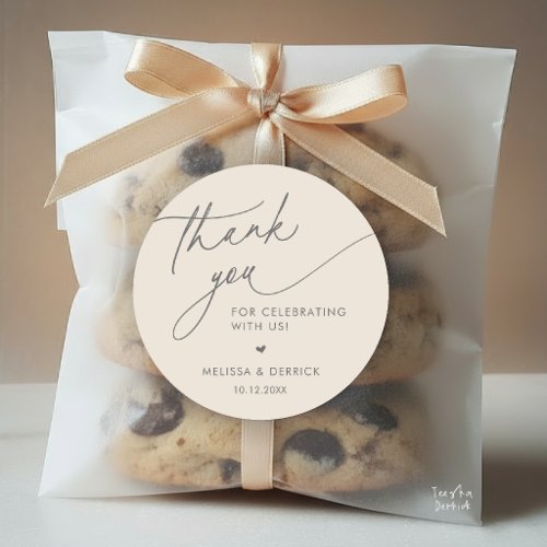 Modern Minimalist Wedding Favor Gifts Thank You Classic Round Sticker