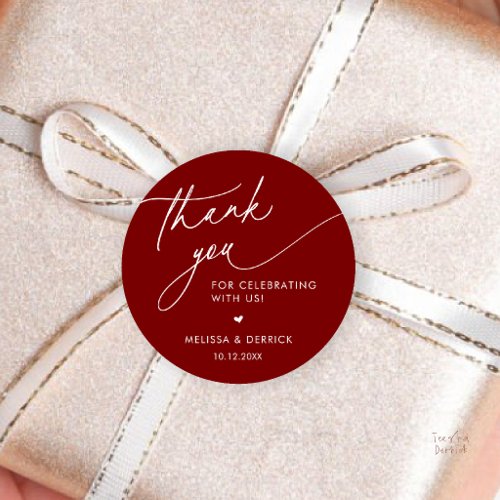 Modern Minimalist Wedding Favor Gifts Thank You Classic Round Sticker