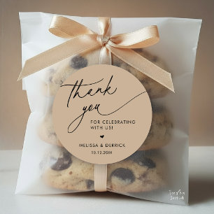 Modern Minimalist Wedding Favor Gifts Thank You Classic Round Sticker