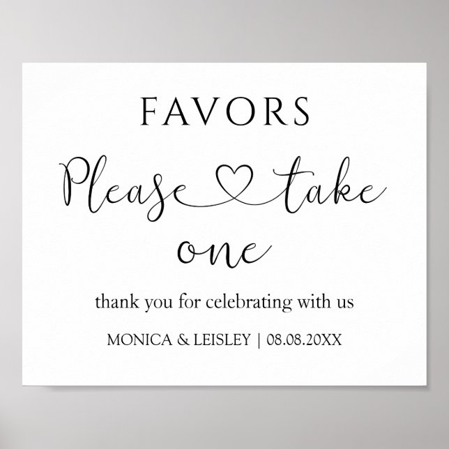 Modern Minimalist Wedding Favor Sign (Front)